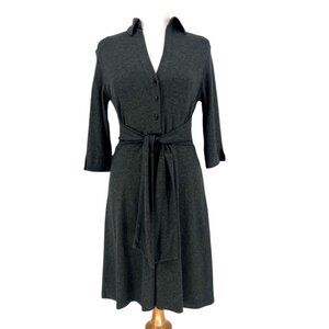 Anni Kuan Women's Gray Shirt Dress with Tie Waist -Size Large